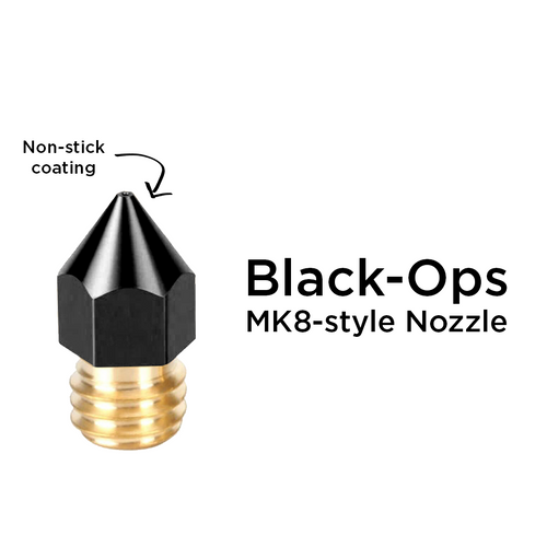 Black-Ops none-stick 3D printer nozzle (MK8 style, 0.4mm nozzle diameter)
